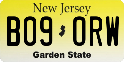 NJ license plate B09ORW
