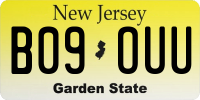 NJ license plate B09OUU