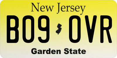 NJ license plate B09OVR