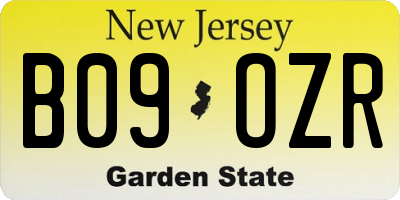 NJ license plate B09OZR