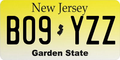 NJ license plate B09YZZ
