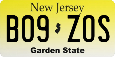 NJ license plate B09ZOS