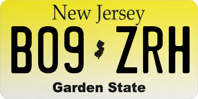 NJ license plate B09ZRH