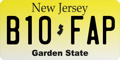 NJ license plate B10FAP