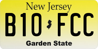 NJ license plate B10FCC