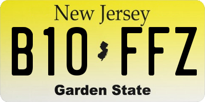 NJ license plate B10FFZ