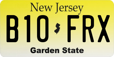 NJ license plate B10FRX