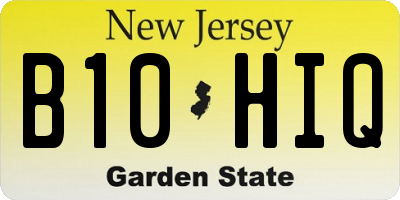 NJ license plate B10HIQ