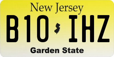 NJ license plate B10IHZ