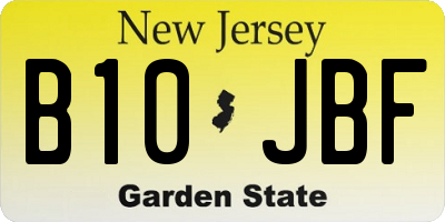 NJ license plate B10JBF