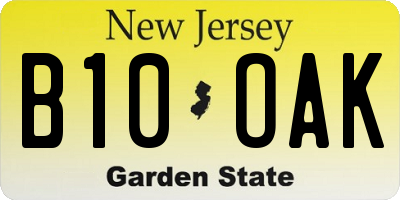 NJ license plate B10OAK