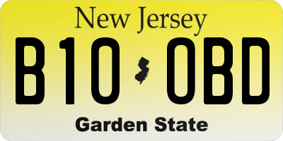 NJ license plate B10OBD