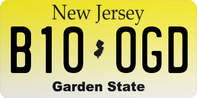 NJ license plate B10OGD