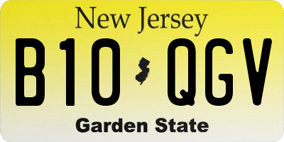 NJ license plate B10QGV