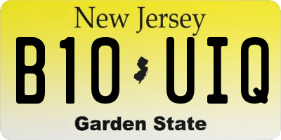 NJ license plate B10UIQ