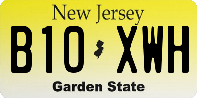 NJ license plate B10XWH