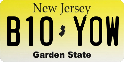 NJ license plate B10YOW