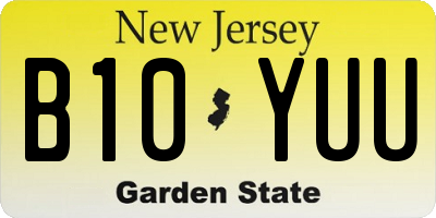 NJ license plate B10YUU