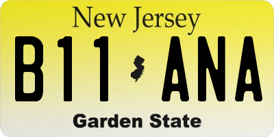 NJ license plate B11ANA