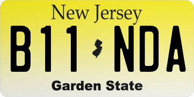 NJ license plate B11NDA
