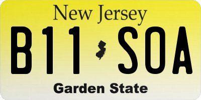 NJ license plate B11SOA