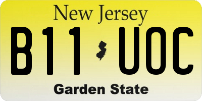 NJ license plate B11UOC