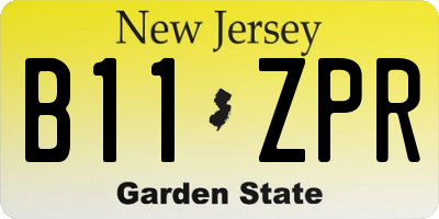 NJ license plate B11ZPR