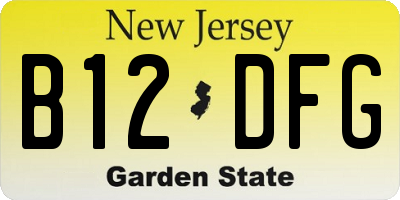NJ license plate B12DFG