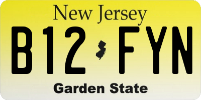 NJ license plate B12FYN