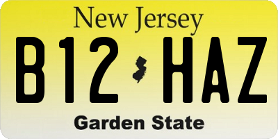 NJ license plate B12HAZ