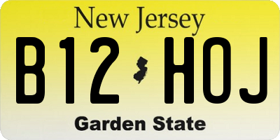 NJ license plate B12HOJ