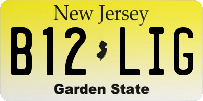 NJ license plate B12LIG