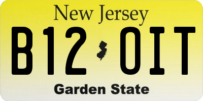 NJ license plate B12OIT