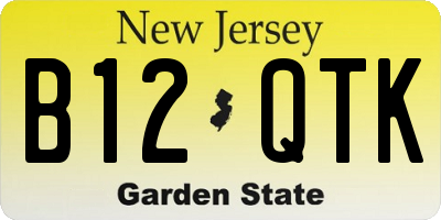 NJ license plate B12QTK
