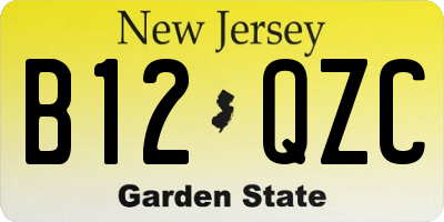 NJ license plate B12QZC