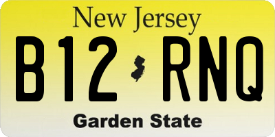 NJ license plate B12RNQ