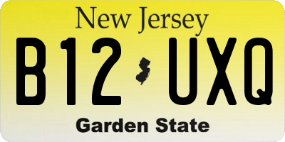 NJ license plate B12UXQ