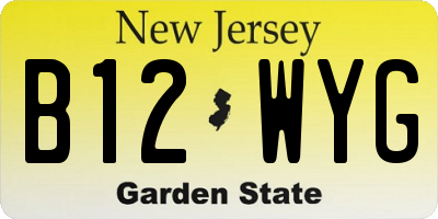 NJ license plate B12WYG