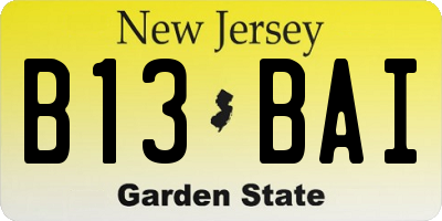 NJ license plate B13BAI