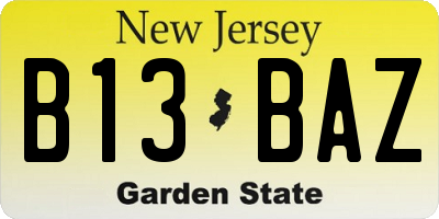 NJ license plate B13BAZ