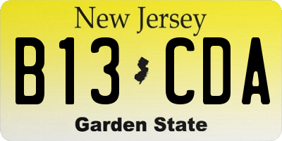 NJ license plate B13CDA