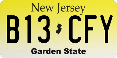 NJ license plate B13CFY