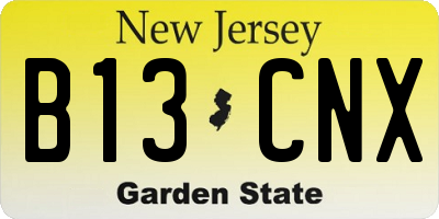 NJ license plate B13CNX