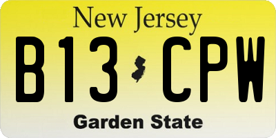 NJ license plate B13CPW