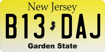 NJ license plate B13DAJ
