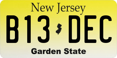NJ license plate B13DEC