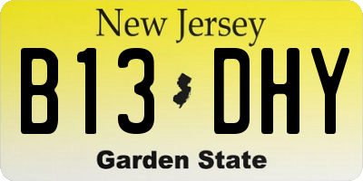 NJ license plate B13DHY