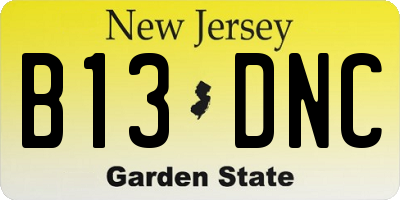 NJ license plate B13DNC