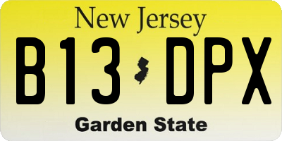 NJ license plate B13DPX