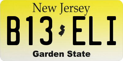 NJ license plate B13ELI